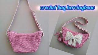 HOW TO MAKE A CROCHET BAG HERRINGBONE STITCH PATTERN TUTORIAL || CROCHET SHOULDER BAG