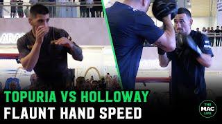 Ilia Topuria and Max Holloway show off hand speed | UFC 308 Open Workouts