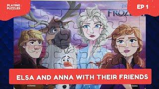 Elsa and Anna with their friends - FROZEN frame puzzle for kids | GLIMIGO