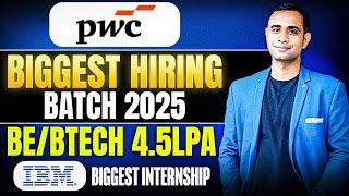 PWC Superset official Hiring 2025 | Salary 4.5LPA | BE/Btech | IBM Free AI Internship