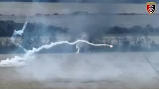 Ukrainian Brigade MT 12 Rapira Anti tank gun strikes on a Russian positions