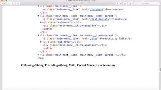 Following-Sibling, Preceding-sibling, Child, Parent Concepts in Selenium