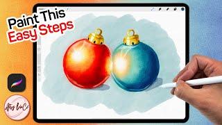 Christmas Ornaments Made EASY Tutorial in Procreate (Simple GLOWING Technique Revealed!)