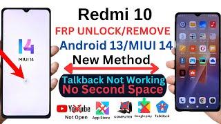 Redmi 10 Miui 14 Android 13 Frp Bypass/Unlock Google Ac Lock - TalBack Not Working  Without PC 2025