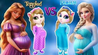 My Talking Angela 2  Frozen Queen Elsa Pregnant vS Rapunzel tangled Pregnant