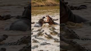 Crocodiles vs  Hippos Final Battle — No Mercy  #CrocodileVsHippo #WildlifeBattle