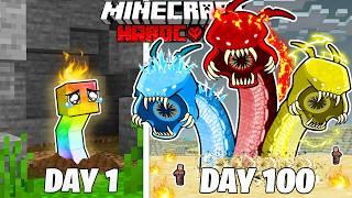 I Survived 100 Days as an ELEMENTAL WORM in HARDCORE Minecraft