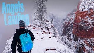 EPIC SNOWSTORM on ANGEL'S LANDING | Hiking Zion National Park's MOST Dangerous Trail