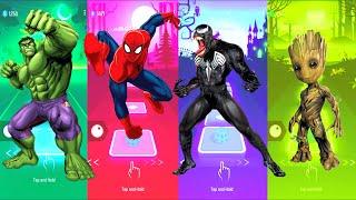 Hulk  Spiderman  Venom  Baby Groot | Marvel Heroes | Tiles Hop Fun Ball