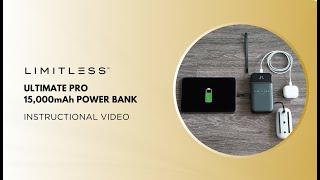 Ultimate Pro 15,000mAh Power Bank w/Wall Plug, Digital Display, Built-In Cables, & Wireless Charging