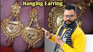 Light weight gold hanging earring /   hanging earring design / shri jewellery House