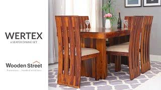 Wertex 6-Seater Dining Set (Honey Finish) | Modern 6-seater Dining Table Designs | 2023