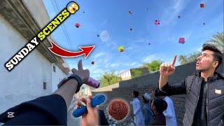 Sunday scenes || kite *catching* || kite looting🪁 || New trick to catch kite || kite fighting