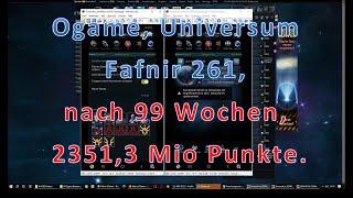 Ogame, Uni Fafnir 261, nach 99 Wochen, 2351,3 Mio. Punkte, Deutminen Ausbau, Alpha Server.