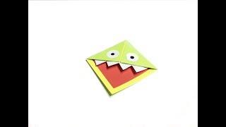 Easy Origami monster corner bookmark