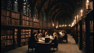 studying in a haunted library with friends [dark academia] 