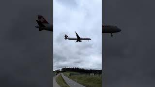 Sletanje aviona️#airplane landings#flughafenzürich#powerful #swiss #jelena