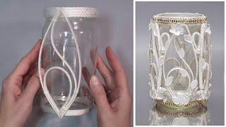 DIYHow to make an exclusive vase from an ordinary glass jar. Idea for home.