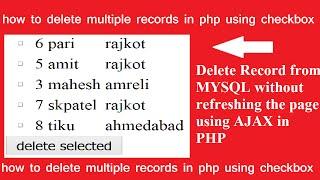 delete multiple record using checkbox without refreshing the page in php-ajax