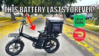 Using The Longest Range Foldable E-Bike for DoorDash and UberEats | Tesway X7 Pro Range Test