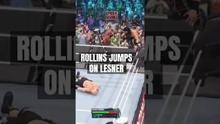 Rollins jumps on lesner Epic match #ps5gameplay #wwe2k23ps5 #wwe #funny