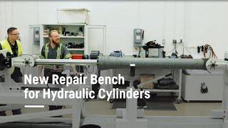 First in-house designed repair bench for hydraulic cylinders | Liebherr