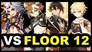 Level 90 Geo Squad [Itto, Gorou, Zhongli And Traveler]  Spiral Abyss Floor 12 9 Stars