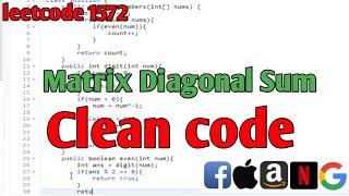 leetcode 1572 | 1572 Matrix Diagonal Sum | leetcode 1572 solution | matrix diagonal sum | CoderNight