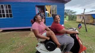 saski is trying to ride the bike with Tashana an it lol  