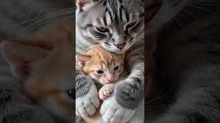 A cat mother giving motherly love to her kitten #shorts #viralvideo #cat