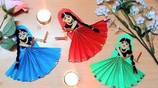 DIY Easy Navratri Dolls with just Paper and popsicle | Paper craft | golu dolls idea / dasara dolls