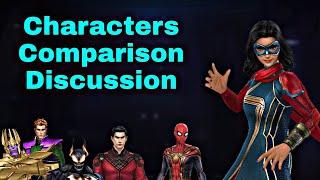 Characters Comparison Discussion On PVP And PVE With Special information 2022 - Marvel Future Fight