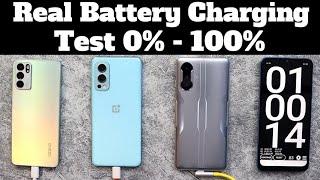 Oppo Reno 6 vs Oneplus Nord 2 vs Poco F3 GT Battery Charging Test 0% - 100%