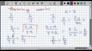 Kasrlarni asosiy xossalari. Matematika 6-sinf. 7-dars