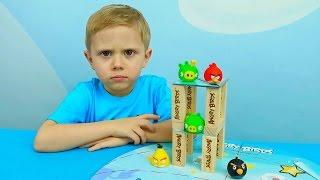 Злые птички Angry Birds настольная игра для детей  Action game for children