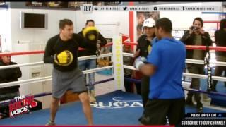 Roberto Duran Now Training Sugar Shane Mosley Practice Pad Work