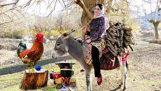 Village Lifestyle Iran: Amazing Cooking & Donkey Riding By A Girl