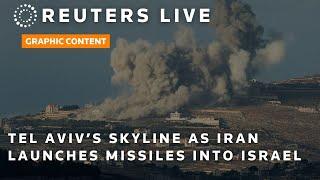 LIVE: View of Tel Aviv’s skyline as Iran launches missiles into Israel