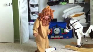 Ethan doesn't like his Lion costume