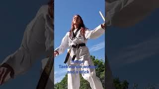 Korean martial art mixing.  Taekwondo woman and a stick 2022 Norway