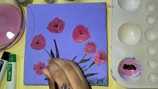 Flowers Canvas Painting || Part-2 || Acrylic Paintings || Canvas Painting || Landscape || Eshas Arts