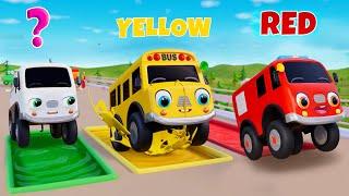 The Wheel On The Bus Song |Oh Look! Car Jumps In To The Colorful Lake | Nursery Rhymes & Kids Songs