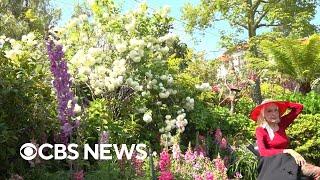 Hollywood legend Julie Newmar gives a tour of home garden