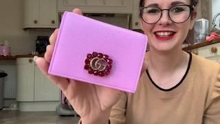 Unboxing a Gucci pink gg marmont card case coin purse wallet with beautiful sparkly stones