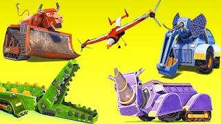 BEST OF TRUCKS ANIMALS CARTOON ! crocodile, bulldozer, rhinoceros, excavator, elephant - AnimaCars !