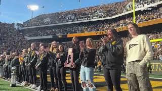 Iowa women's basketball, Caitlin Clark, honored on field during Iowa football vs. Northwestern