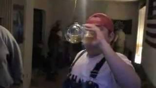 chugging beer