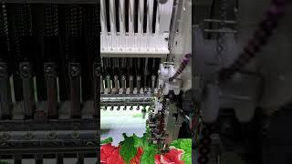 testing embroidery machine with flower pattern. we test all machines before shipment 平绣测试