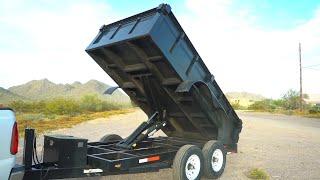 Premium Supply Hydraulic Scissor Hoist & Hydraulic Jack on a 6' x 12' Dump Trailer.