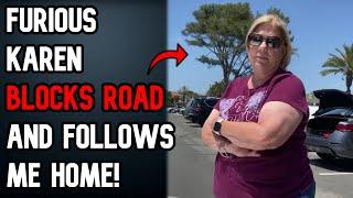 r/EntitledPeople Karen Blocks ROAD and Follows Me HOME! Tries to Run Me Off the Road!